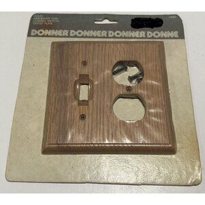 Vintage NOS Solid Oak Outlet Covers Combo Switch Plates Wooden Cottage Cabin